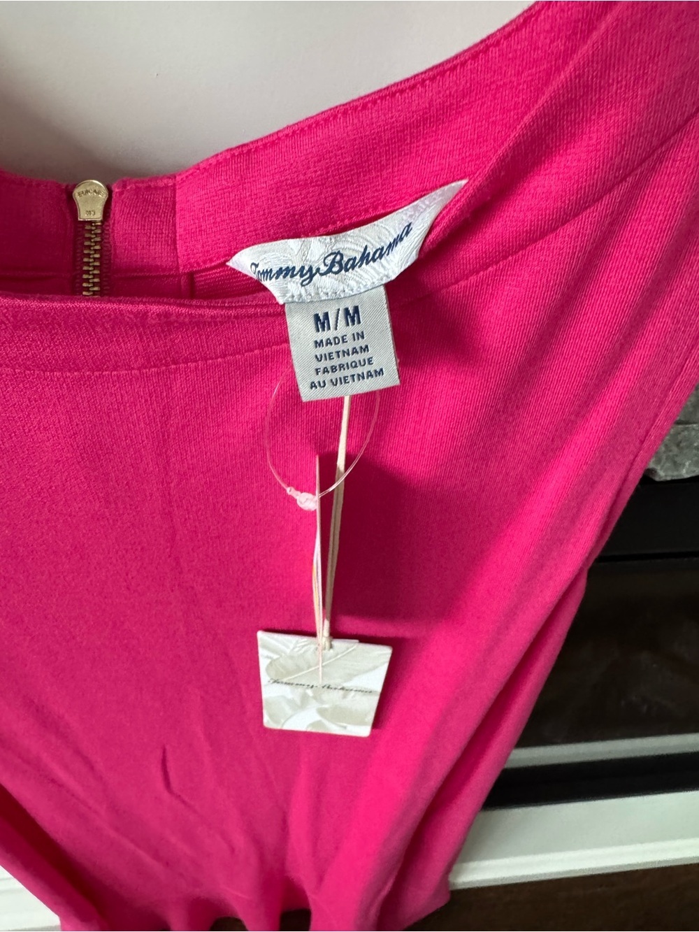 Tommy Bahama Darcy Flounce Dress Glowy Azalea/Vibrant Pink Midi day dress nap - Picture 9 of 12